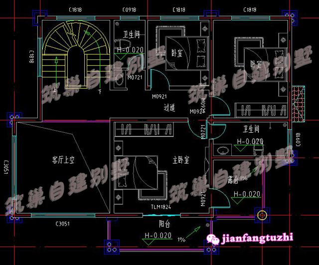 13x10.8米三層自建別墅小洋樓設計圖，磚紅色屋頂+超大落地窗+大露臺，真是太漂亮了