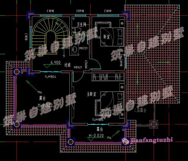 13x10.8米三層自建別墅小洋樓設計圖，磚紅色屋頂+超大落地窗+大露臺，真是太漂亮了