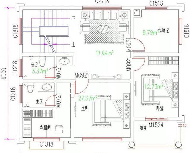 11×9米三層簡(jiǎn)歐風(fēng)格別墅設(shè)計(jì)圖，屋頂有大露臺(tái)，主體造價(jià)30萬左右