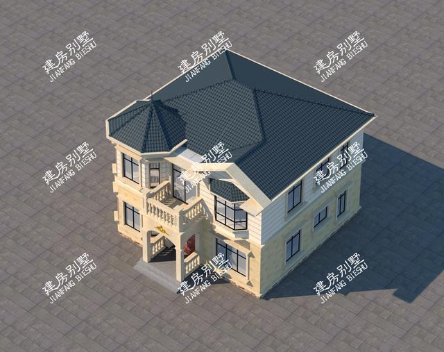 新歐式兩層別墅圖，仿佛童話故事里的小城堡，主體25萬，占地126平方