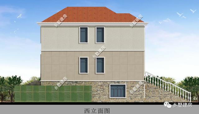 60平大車庫(kù)3層自建簡(jiǎn)歐別墅圖，映入眼簾的是一排階梯直接可以上二樓，非常的大氣，你值得擁有