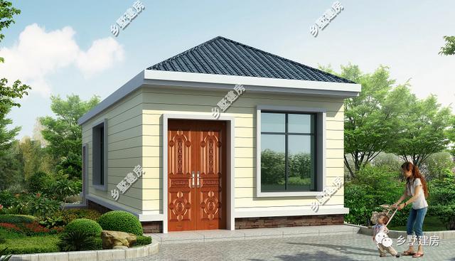 5x13米農(nóng)村小開間自建房設(shè)計圖，湛藍(lán)色簡單造型的坡屋頂，簡約、大方，更顯精致