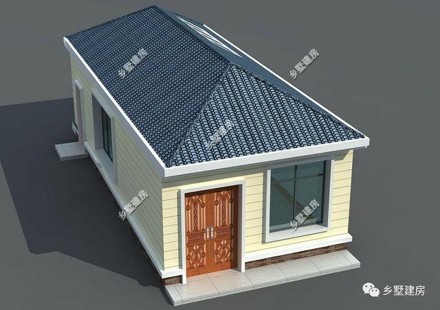 5x13米農(nóng)村小開間自建房設(shè)計圖，湛藍(lán)色簡單造型的坡屋頂，簡約、大方，更顯精致