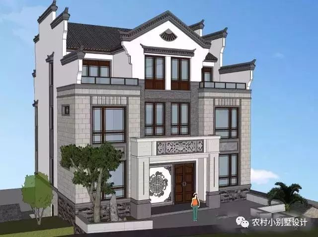 12×11米徽式三層農(nóng)村別墅設(shè)計圖，復式結(jié)構(gòu)
