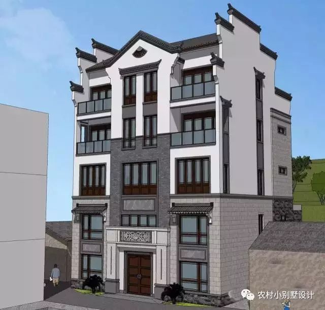 12×11米徽式三層農(nóng)村別墅設(shè)計圖，復式結(jié)構(gòu)