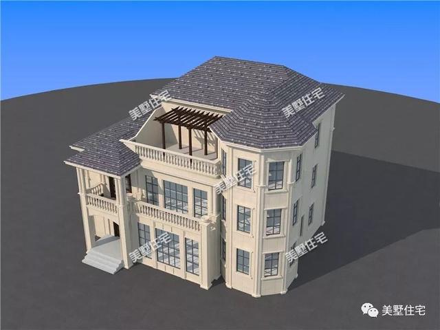 13X15米時尚的3層歐式風(fēng)格別墅戶型圖，旋轉(zhuǎn)樓梯+挑空客廳，年輕人眼中的潮流典型