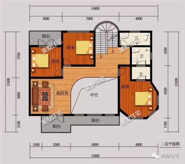 13X15米時尚的3層歐式風(fēng)格別墅戶型圖，旋轉(zhuǎn)樓梯+挑空客廳，年輕人眼中的潮流典型