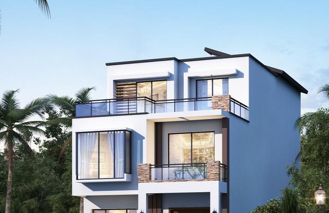 三層私人定制現(xiàn)代風(fēng)別墅圖，開間7.5米，外觀明快簡潔，讓人百看不厭