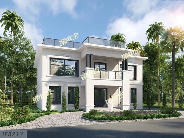 三層私人定制現(xiàn)代風(fēng)別墅圖，開間7.5米，外觀明快簡潔，讓人百看不厭