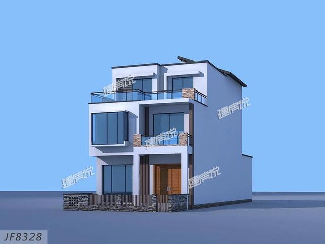 三層私人定制現(xiàn)代風(fēng)別墅圖，開間7.5米，外觀明快簡潔，讓人百看不厭