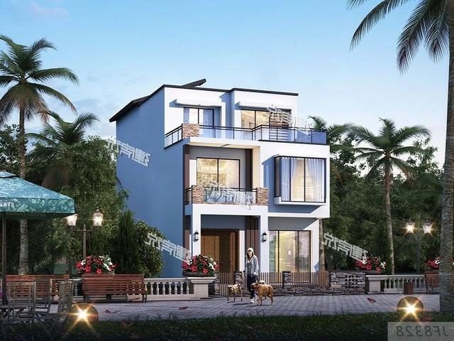 三層私人定制現(xiàn)代風(fēng)別墅圖，開間7.5米，外觀明快簡潔，讓人百看不厭