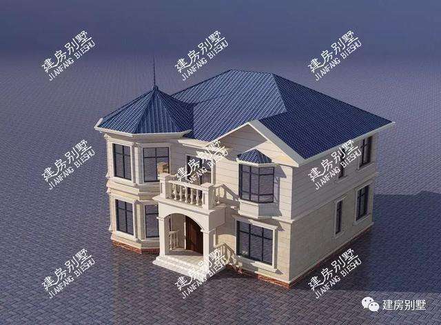 兩棟帶多邊形采光窗的小別墅戶型圖，一個(gè)客廳挑空一個(gè)不挑，外形真漂亮