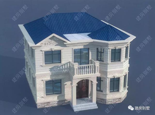 兩棟帶多邊形采光窗的小別墅戶型圖，一個(gè)客廳挑空一個(gè)不挑，外形真漂亮