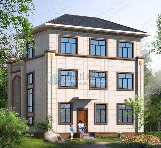 127平歐式三層復式別墅圖，挑空客廳+大露臺，主體造價32-42萬，超級實用哦