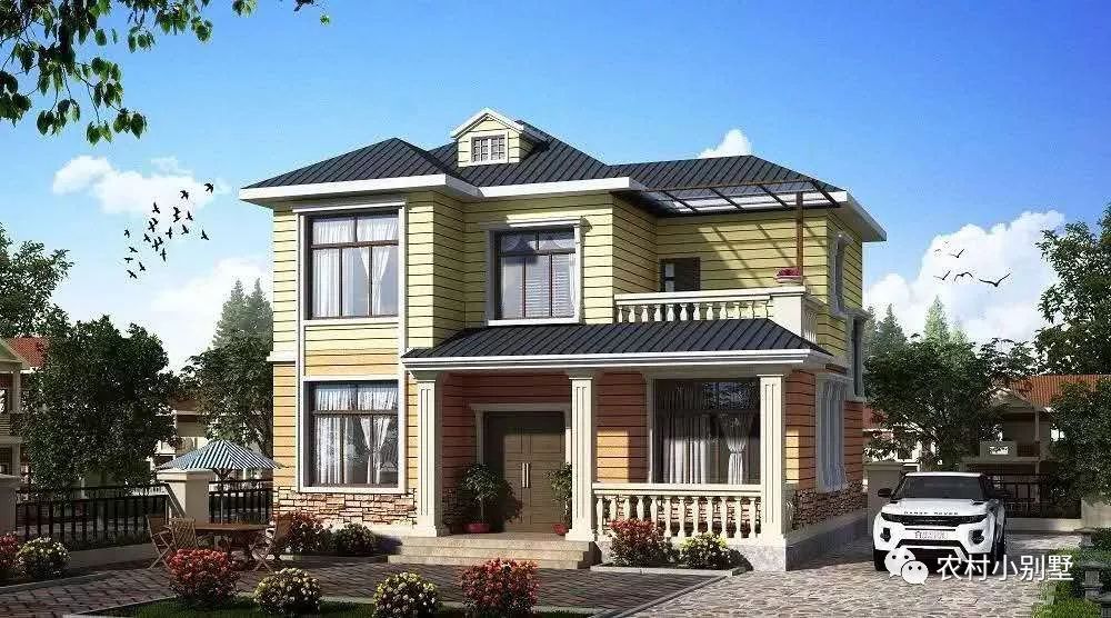 10.1X9.3米簡約清新美式二層農(nóng)村小別墅圖，戶型實(shí)用