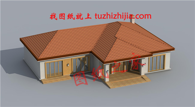 美式和田園風(fēng)格結(jié)合的農(nóng)村一層平房設(shè)計(jì)圖，帶效果圖