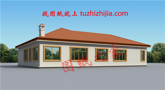 美式和田園風(fēng)格結(jié)合的農(nóng)村一層平房設(shè)計(jì)圖，帶效果圖