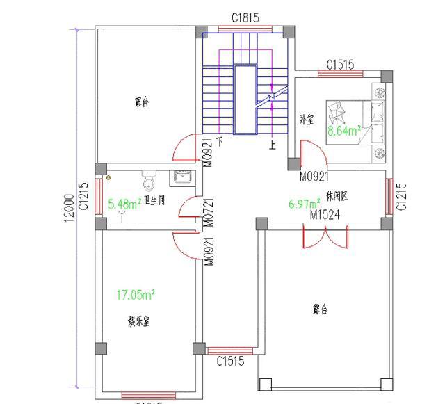 三層帶挑空客廳的農(nóng)村別墅設(shè)計(jì)圖，占地尺寸適中，主體造價(jià)30萬(wàn)左右。