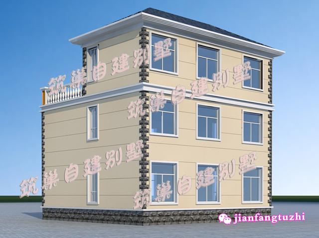 2棟占地約100平米的三層別墅設(shè)計(jì)圖，適合農(nóng)村自建房。