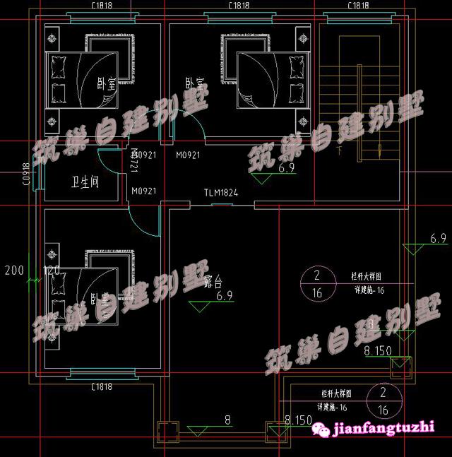 2棟占地約100平米的三層別墅設(shè)計(jì)圖，適合農(nóng)村自建房。