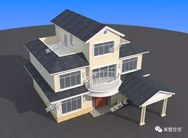 三層歐式別墅設計圖，造型簡約卻氣質獨特，室外帶涼亭，創(chuàng)造出讓您享受鄉(xiāng)間美好時光的理想居所