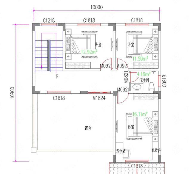 三層簡歐新農(nóng)村自建房設(shè)計圖，開間進深10米×12.1米，外觀富氣華貴。