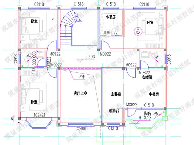 二層農(nóng)村別墅設(shè)計圖，帶旋轉(zhuǎn)樓梯+挑空客廳車庫套間，造價30萬
