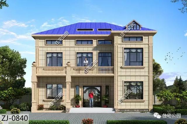 二層半簡歐式別墅設計圖，秀麗簡約，大氣不俗，帶閣樓+外置廚房。