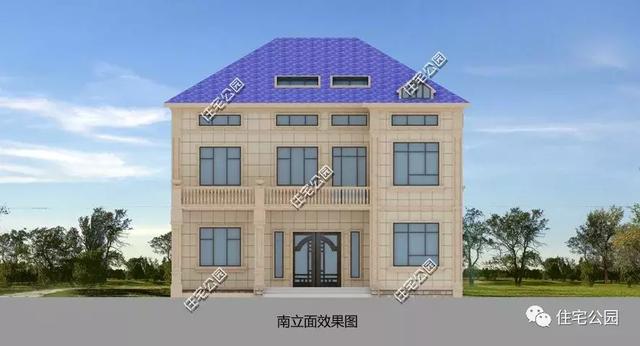 二層半簡歐式別墅設計圖，秀麗簡約，大氣不俗，帶閣樓+外置廚房。