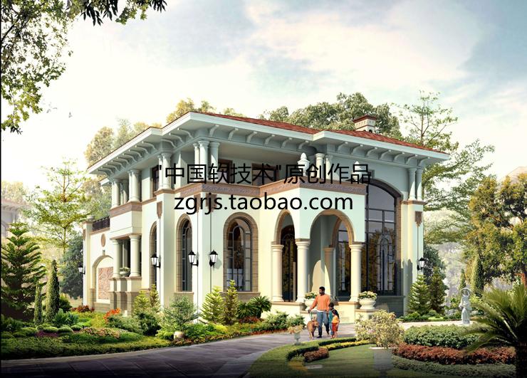 8套純歐式別墅建筑設計CAD圖紙 效果圖片/自建房住宅資料