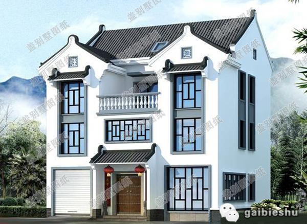 12×11米10臥帶車庫中式風(fēng)格三層別墅設(shè)計(jì)圖，主體造價(jià)大概32萬，關(guān)鍵實(shí)用性強(qiáng)