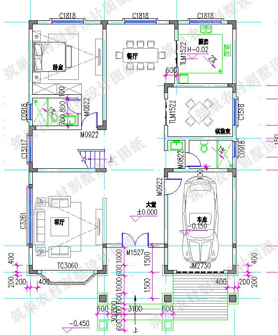 復(fù)式四層農(nóng)村別墅全套施工效果圖，大氣漂亮，12×16米4廳9臥，設(shè)計(jì)感十足
