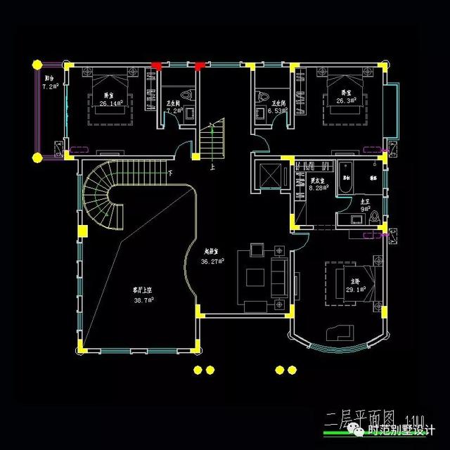 適合農(nóng)村自建的18x16米帶電梯和多陽臺露臺的復(fù)式別墅設(shè)計圖，7室4廳，大大的滿足了生活需要