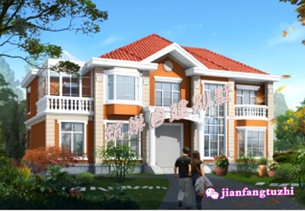 二層農(nóng)村自建別墅設(shè)計圖，帶鍋爐房+陽光房，適合北方人建造，造價35-40萬。