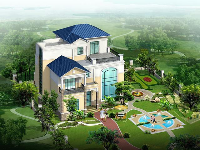 三層復(fù)式別墅設(shè)計(jì)圖，帶露臺(tái)，外觀時(shí)尚大方，造價(jià)30萬(wàn)。