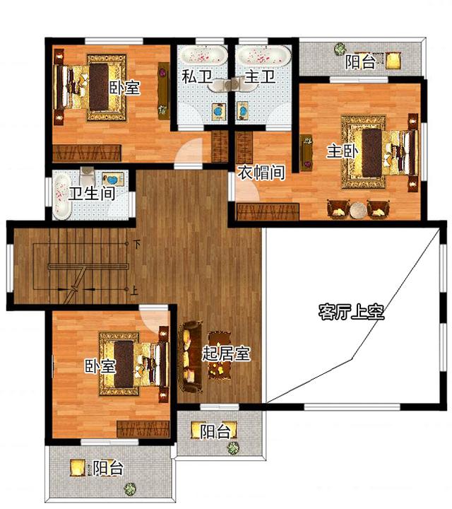 三層復(fù)式別墅設(shè)計(jì)圖，帶露臺(tái)，外觀時(shí)尚大方，造價(jià)30萬(wàn)。
