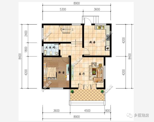 三層簡單的田園風自建房，占地面積73.61平方米，讓你享有富有朝氣的慢生活！