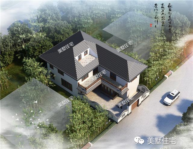 中式二層別墅設(shè)計(jì)圖，開(kāi)間小進(jìn)深大，帶地下酒窖，主體造價(jià)55萬(wàn)左右