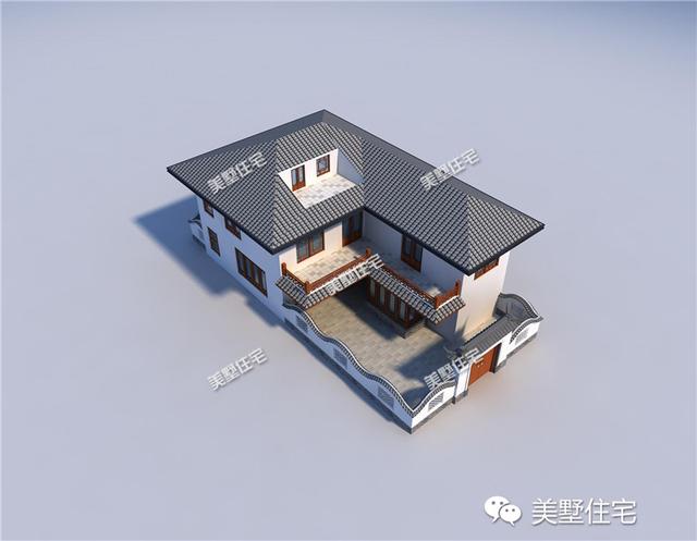 中式二層別墅設(shè)計(jì)圖，開(kāi)間小進(jìn)深大，帶地下酒窖，主體造價(jià)55萬(wàn)左右