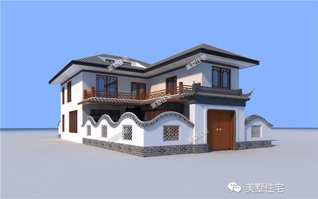 中式二層別墅設(shè)計(jì)圖，開(kāi)間小進(jìn)深大，帶地下酒窖，主體造價(jià)55萬(wàn)左右