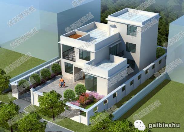 現(xiàn)代風(fēng)格三層別墅設(shè)計(jì)圖，帶庭院，很寬敞，私密性高