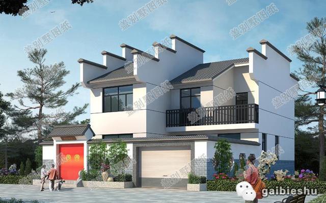 一款中式一款徽派風格二層農(nóng)村自建房設(shè)計圖，均帶有古典韻味，很中國風