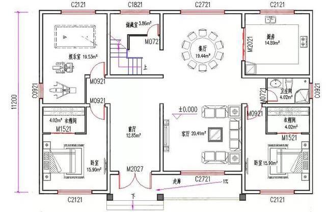 一層帶閣樓農(nóng)村自建房設(shè)計圖，戶型功能設(shè)計合理，鄰居看了很羨慕