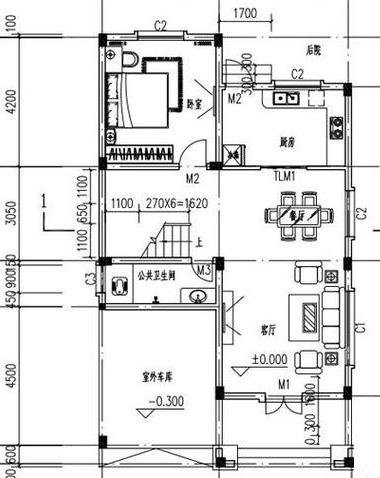 傳統(tǒng)中式風格三層別墅設計圖，帶車庫，帶后院