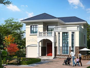 二層帶露臺斜屋頂農(nóng)村別墅設(shè)計圖 ，25萬就能建，環(huán)境舒適愜意