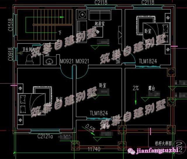 二層帶露臺斜屋頂農(nóng)村別墅設(shè)計圖 ，25萬就能建，環(huán)境舒適愜意
