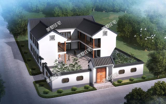 農(nóng)村中式合院別墅設(shè)計圖，將中國建筑的古典美展現(xiàn)的淋漓盡致，中式才是國人的最愛！