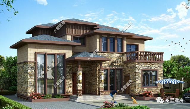 二層農(nóng)村自建房別墅設計圖，具有現(xiàn)代感，外觀不易過時