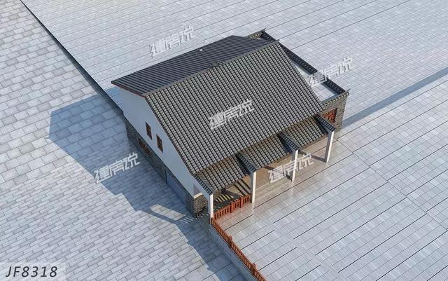 三款農(nóng)村自建別墅設(shè)計(jì)圖，帶露臺(tái)和院子，一家人坐在院子里其樂(lè)融融