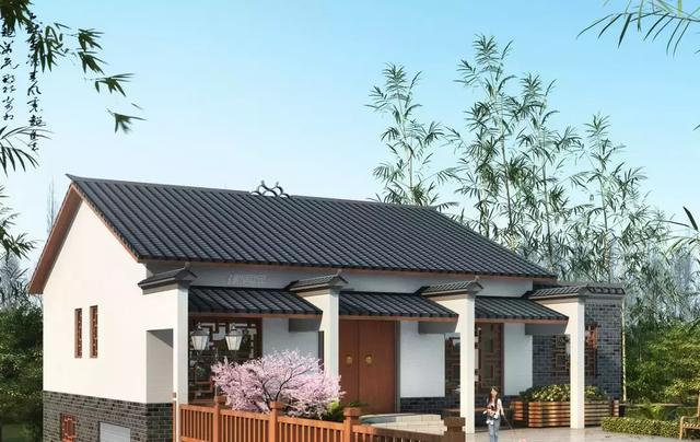 三款農(nóng)村自建別墅設(shè)計(jì)圖，帶露臺(tái)和院子，一家人坐在院子里其樂(lè)融融